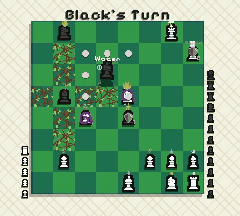 A victorious trade reaction pushing enemy pieces away